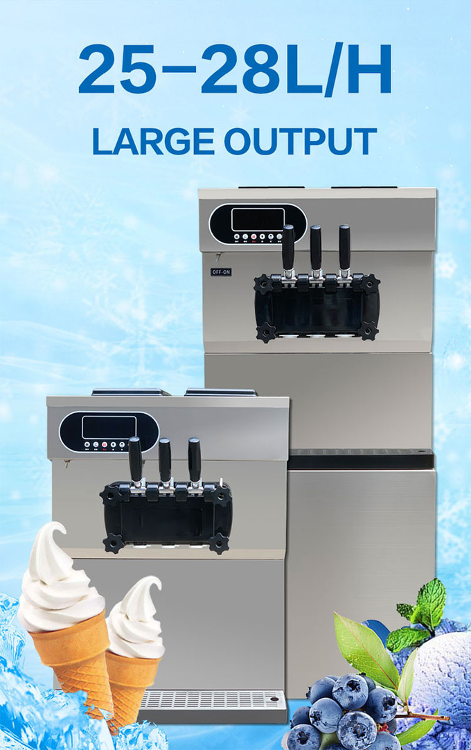 25-28L/H Soft Serve Ice Cream Machine 3 Mesin Pembuat Rasa 1
